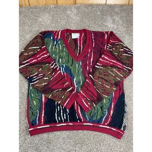 Coogi V-Neck Sweater Men's Small Oversized 3D 100% Cotton Austraila‎ Vintage